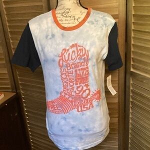 Lucky size medium NWT 💯 cotton t shirt tie die blue